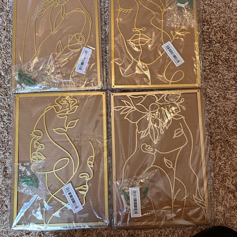 Gold Line Art Wall Decor Set- New
